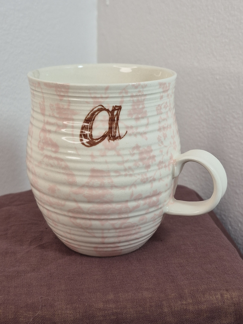 Anthropologie Homegrown Coffee/Tea Mug Initial/Monogram Letter 'a' 14 oz
